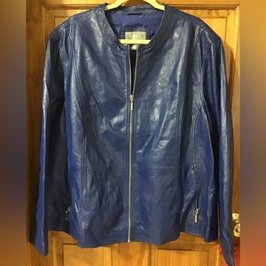 Women’s beautiful soft leather jacket with pockets Jessica London size 32W RE
